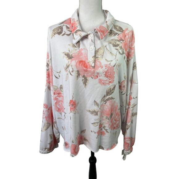 Secret Treasures Pajama Top Womens 2X‎ Flower Floral Comfy Soft Cozicore - Picture 1 of 9